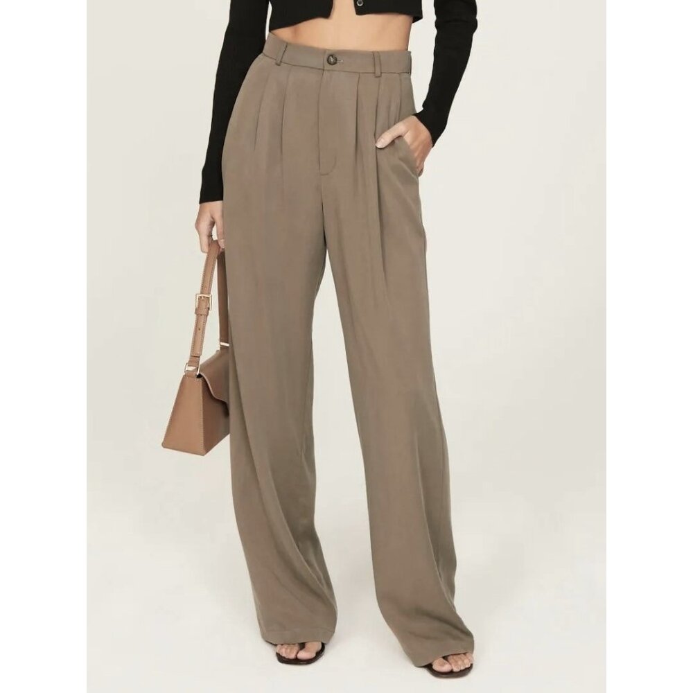 reformation mason pant mushroom officewear tan size 8